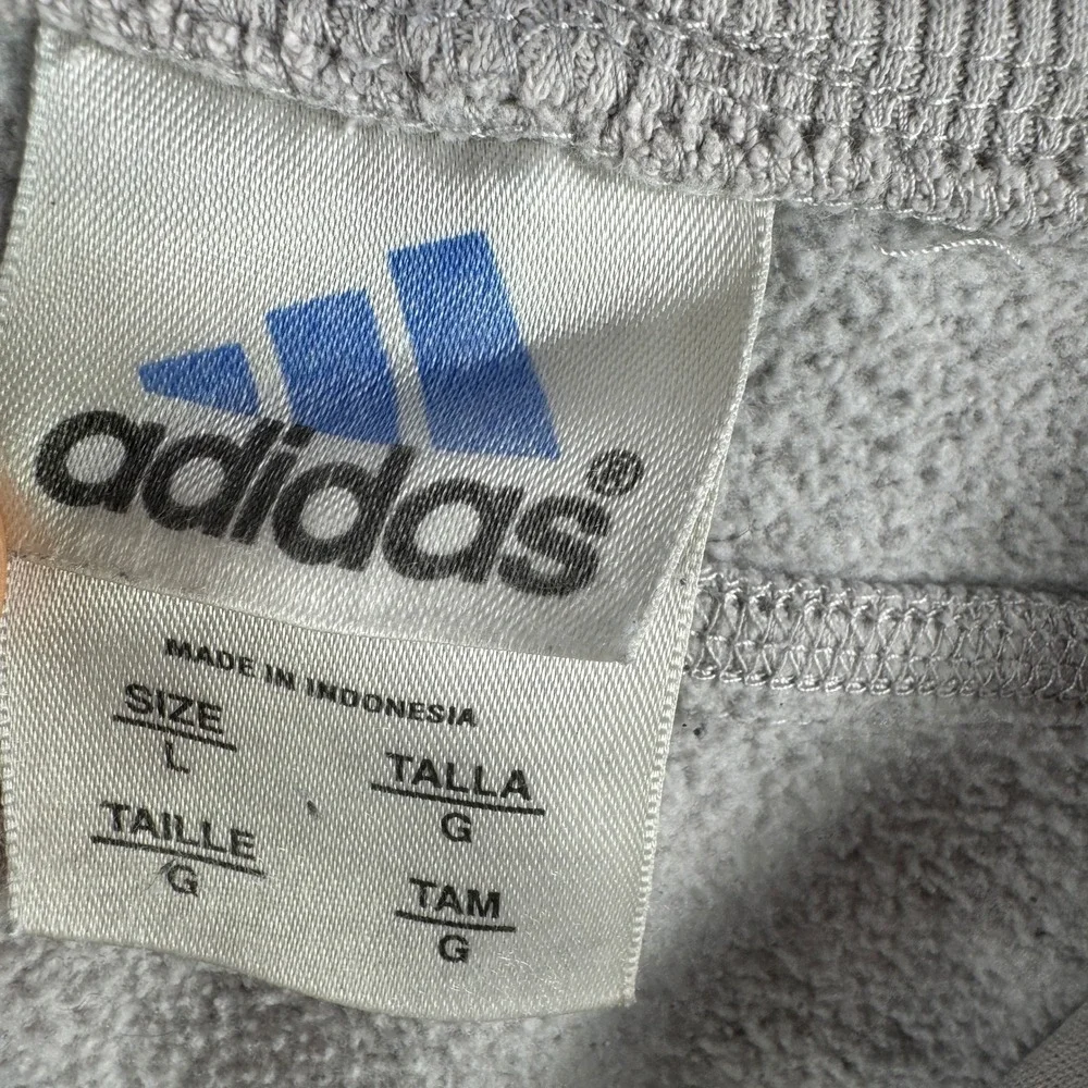 Vintage Adidas‎ Mens Pullover Sweatshirt Quarter Zip Spellout Gray Logo Large